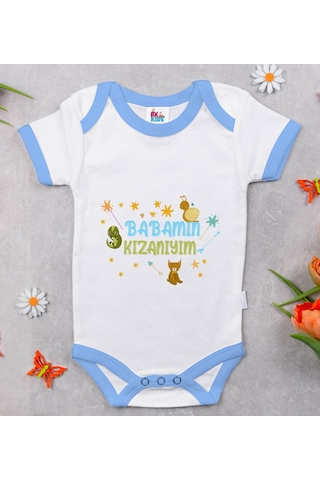 Bk Gift Bk Kids Babamın Kızanıyım Tasarımlı Mavi Bebek Body Zıbın-1 Çok Renkli