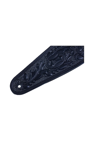 Levy's Leathers 7,62 Cm Dolgulu Veg-tan Deri Deri Gitar Kayışı Meşe Ağacı Ve Meşe Yaprakları Tasarım - Siyah Pm44t01-blk