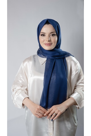 Lacivert Düz Klasik Şal Şifon Kumaş Janjan Abiye 202108 02