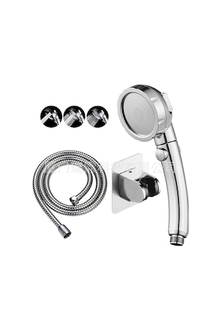 Yunboo Üç Fonksiyonlu Baskı Artırıcı Duş Sistemi - Ayırılabilir Ve Duraklatma Özelliği İle Dayanıklı Duş Başlığı Gri