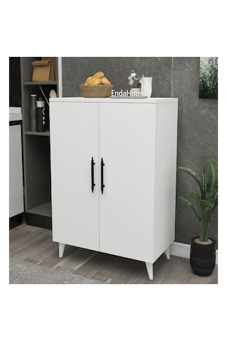 Reyo Home Enda 3 Raflı 2 Kapaklı Çok Amaçlı Dolap Beyaz