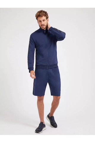 Guess Erkek Logo Şeritli Koyu Mavi Şort Mavi