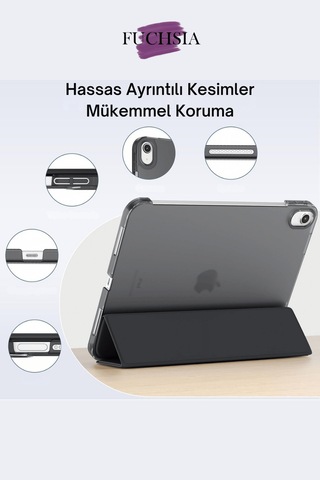 Fuchsia Apple iPad Pro 13 2022 M4 Çip İle Uyumlu Kalemlikli Standlı Katlanabilir Smart Cover Tablet Kılıfı Kapaklı Kılıf