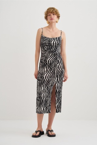 Mathilda Store Kadın Yırtmaç Detaylı Midi Elbise