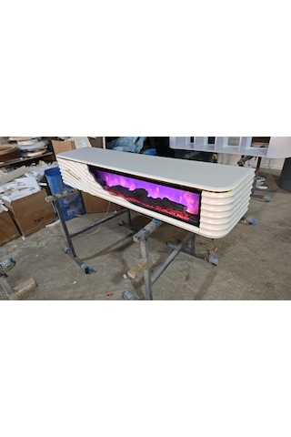 Umay Tv Sehpa 170cm Beyaz+gold Beyaz