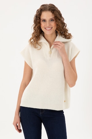 U.S. Polo Assn. Kadın Krem V Yaka Kazak 50297101-VR071