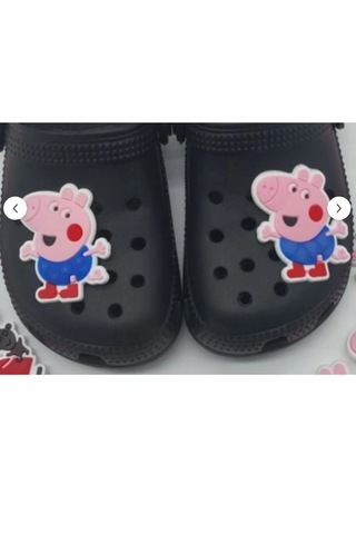 Pepikon Peppa Pig 4 Adet Büyük Boy Terlik Süsü 5x4.5 Cm Peppa Mor - Pembe - Bebe Mavi