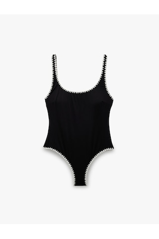 Koton Astarlı U Yaka Kroşe Detaylı Mayo Siyah 5sak20050mm Siyah