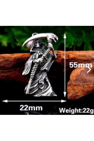 Paslanmaz Çelik 3 Boyut Tasarım Ölüm Melek Kurukafa Kolye Gümüş