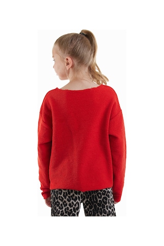 Denokids Crop Top Kız C Ocuk Kırmızı Sweatshirt Çok Renkli