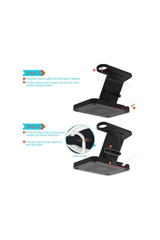 Pazly F16 5'i 1 Arada Kablosuz Şarj İstasyonu 15w, 9v/3a Giriş, Siyah