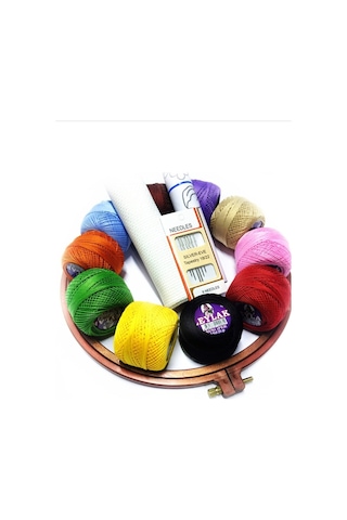 Etamin-Kanaviçe Seti+Kasnak+Etamin Iğnesi+10 Ad.Etamin Ipi