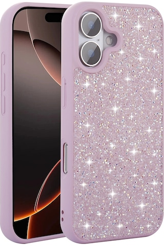 Apple Uyumlu iPhone 16 Kılıf Parlak Taşlı Tasarım Zore Pırlanta Kapak - Pembe Pembe
