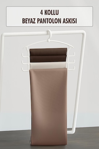 Beyaz Pantolon Askısı & Dolap Düzenleyici Askı Beyaz