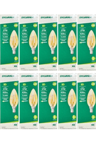 Sylvania 4,5w 37w 2500k Sarı Işık E14 Duylu Eski Tip Görünümlü Led Ampul 10 Adet