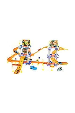 6 Katlı Büyük Garaj Otopark Seti Metal Arabalı 83 Parça Yol Seti