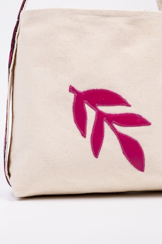 Fabric Craft Bag Omuz Çanta Kanvas Motifli Krem - Pembe