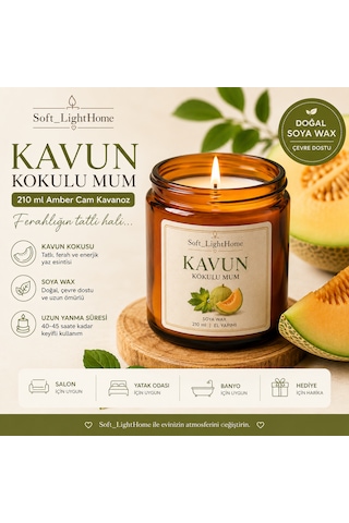 Kavun Kokulu Mum Soft Lighthome Beyaz - Turuncu