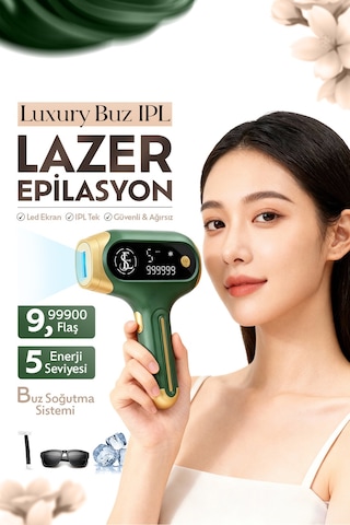 z Buzlu 999.999 Atım Otomatik Vücut Yüz Kuvars Lamba Ipl Lazer Epilasyon Cihazı Yeşil