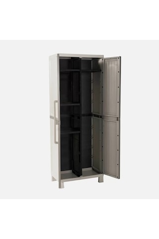 2 Kapılı Plastik Dolap, Bahçe Dolabı, Balkon Dolabı 65x37x173 Cm Krem