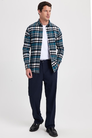 Tudors Erkek Slim Fit Dar Kesim Kareli Kışlık Oduncu Gömlek-42341 Petrol