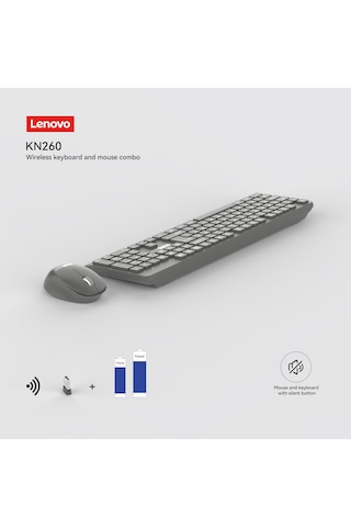 Kn260 Kablosuz Klavye Mouse Set Sessiz Siyah 870042257 Optik