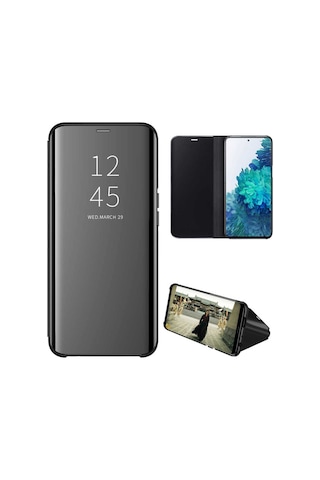 Huawei Mate 20 Pro Aynalı Kapaklı Lüx Kılıf Siyah