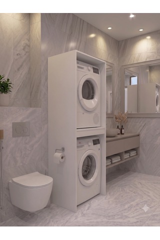 Netto Çamaşır & Kurutma Makine Dolabı Çok Amaçlı Dolap Banyo Dolabı Beyaz