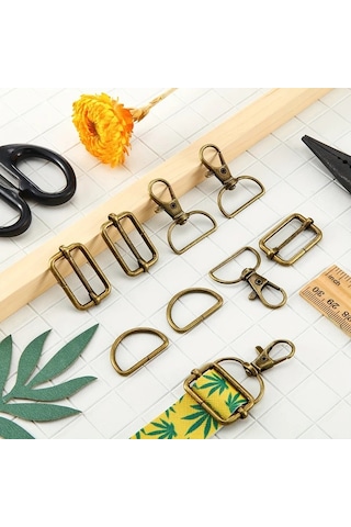 Fochsia 56 Parça Çanta Aparatı Seti 14 Antik Bronz Anahtarlık 21 D Halkası 21 Sürgülü Kulp