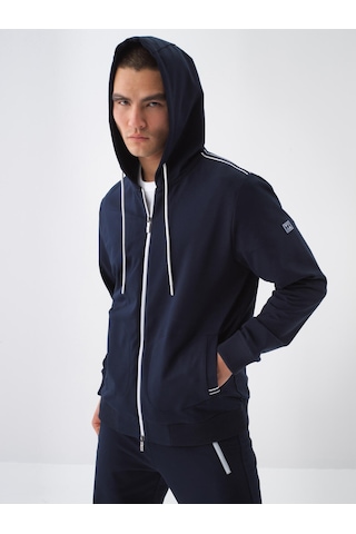 Xint Lacivert Pamuk Dokulu Slim Fit Sweat Mont 350195
