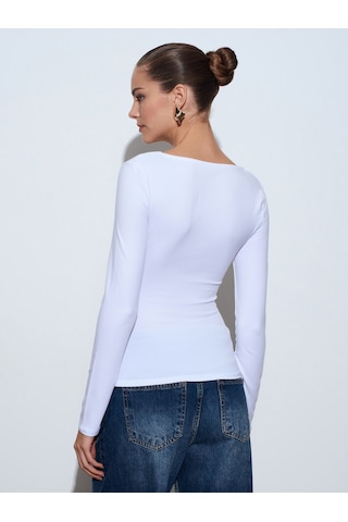 Dilvin 32780 V Yaka Büzgülü Top-beyaz