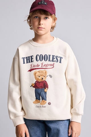 Defacto Oversize Bisiklet Yaka Ayıcık Figürlü Baskılı Uzun Kollu Sweatshirt Erkek Çocuk I3298a826wnbg734 Bej-bg734
