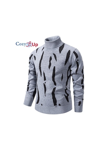 Cozy Up Erkek Kalınlaştırılmış Ve Kabarık Yüksek Yaka Kazak Lacivert