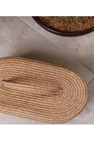 Jüt Hasır Sepet Oval Kapaklı Organizer 30x20
