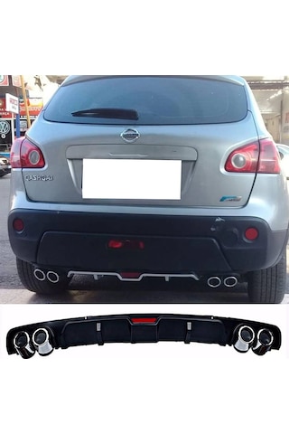 Nissan Qashqai Siyah Difüzör 4 Krom Egzoz Görünümlü Difizör Arka Ek Body Kit