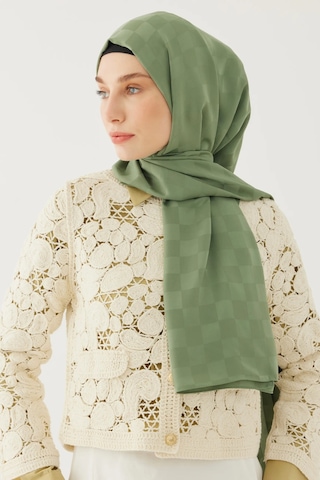 Mirsoy Scarf Dama Desen İpeksi Jakar Şal Yeşil