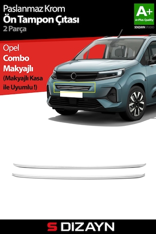 S-dizayn Opel Combo Makyajlı Krom Ön Tampon Çıtası 2 Prç 2023 Üzeri A+ Kalite