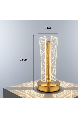 Kavisli Silindir Geometrik Desenli Kristal Görünümlü Led Masa Lambası, Şarjlı Ve Dokunmatik, 3 Renk Modlu Dekoratif Gece Aydınlatması Diğer