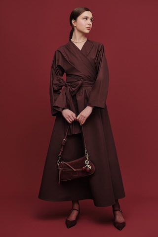 Manuka Kimono Tarz Premıum Gömlek Bordo Bordo