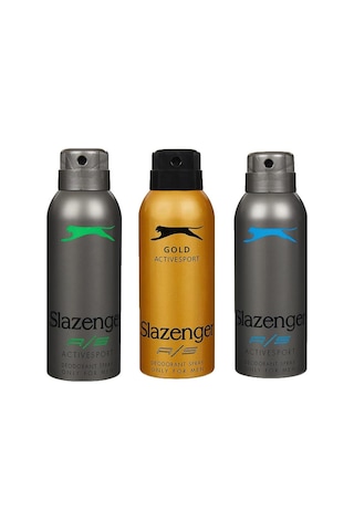 Slazenger Activesport Gold + Mavi + Yeşil Erkek Sprey Deodorant 3 x 150 ML