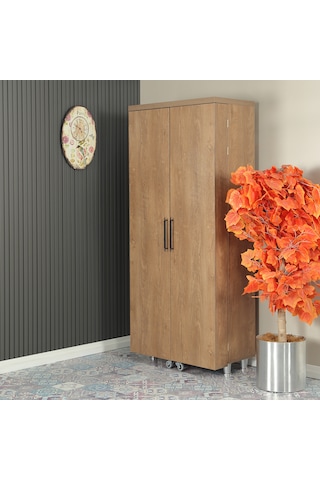 Pasific Home Guzzo Tekerlekli Kiler Çok Amaçlı Erzak Dolabı 80 cm Koyu Meşe