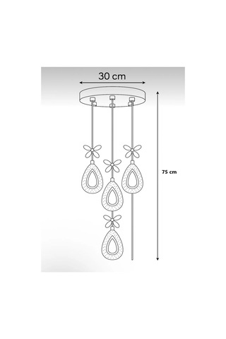 Lumia Lighting Damla Model 3'lü Gümüş Kumandalı 3 Renk Modu Ledli Kristal Taşlı Modern Salon Mutfak Oturma Odası Led Avize