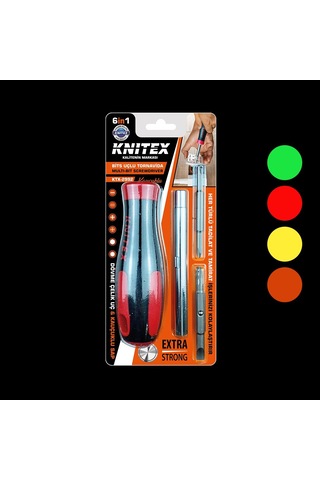 6-in-1 Kauçuk Uçlu Bits Tornavida Çok Renkli