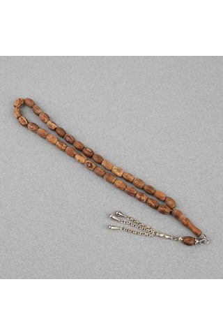 Kör Diken Ağacı Alpaka Püsküllü Fıçı Kesim 7.5x10mm Tesbih Kahverengi