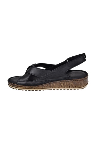 Castle Black Hakiki Deri Comfort Kadın Sandalet Cb-22354 Siyah