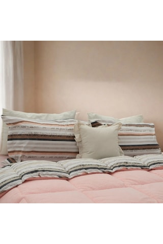 Sherpa Comforter Çift Kişilik Uyku Seti - Pudra