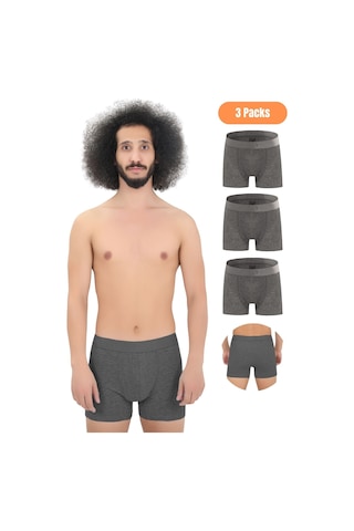 Cnt Erkek 3'lü Boxer 1. Sınıf Kumaş Premium Paket Özel Dizayn. Düz Likralı Boxer Şort Çeyizlik Hediyelik Antrasit Antrasit
