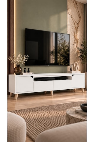 Legno Premium 180cm Modern Tv Ünitesi-beyaz