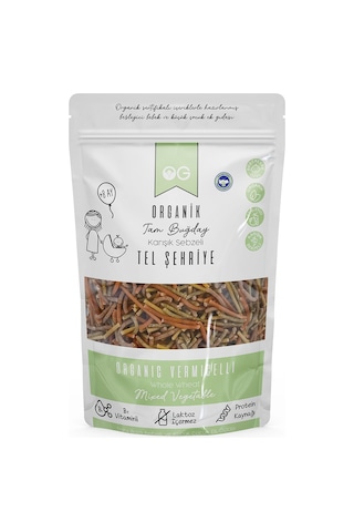 OG natural Organik Karışık Sebzeli Tam Buğday Tel Şehriye 180 Gr +7 Ay