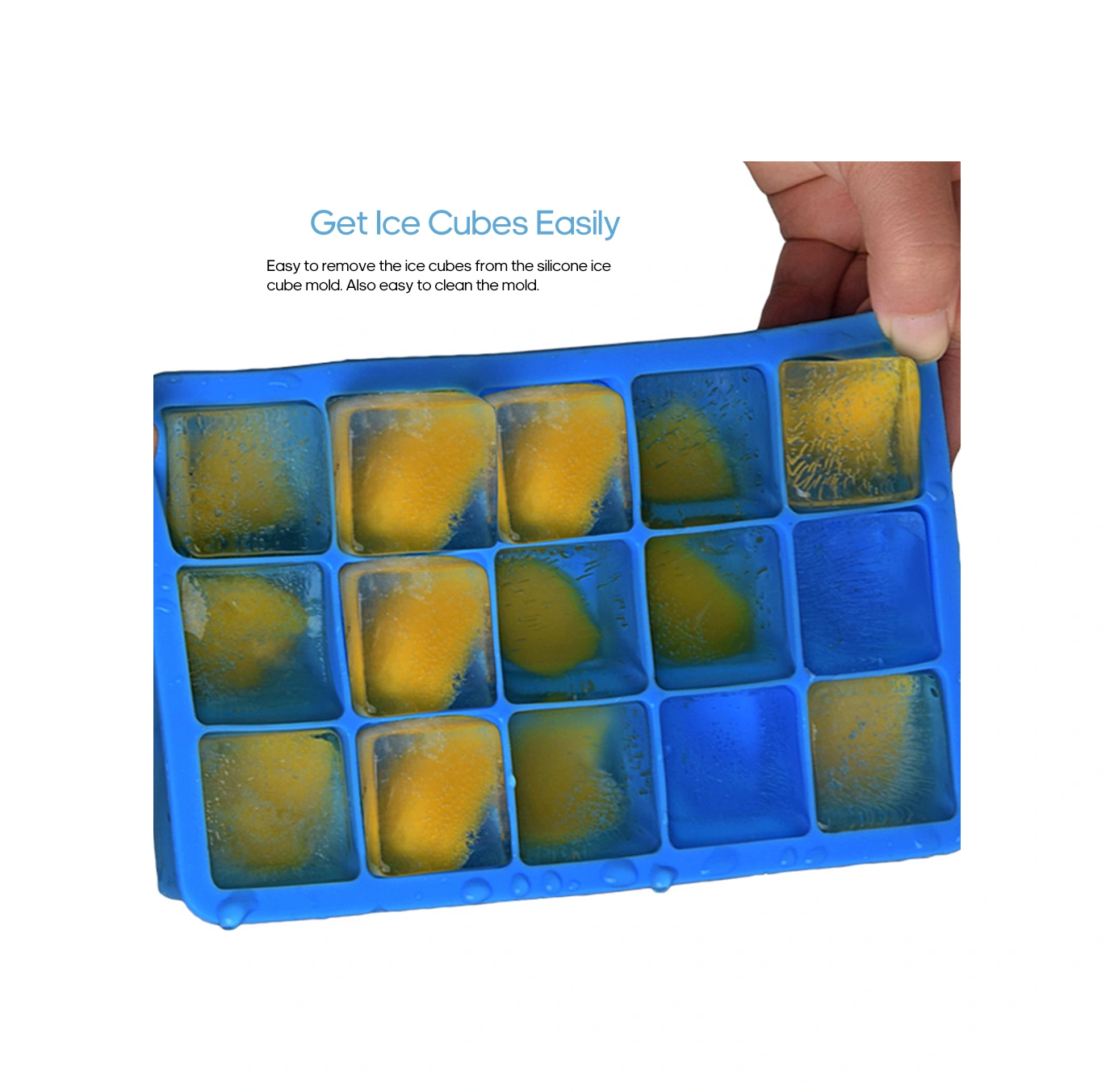 Geeroyoo Yemek Dereceli Silikon Buz Kavanozu 15 Bölmeli Çok Amaçlı Puding Çikolata Jelly Hazırlama Kabı Turuncu Çok Renkli